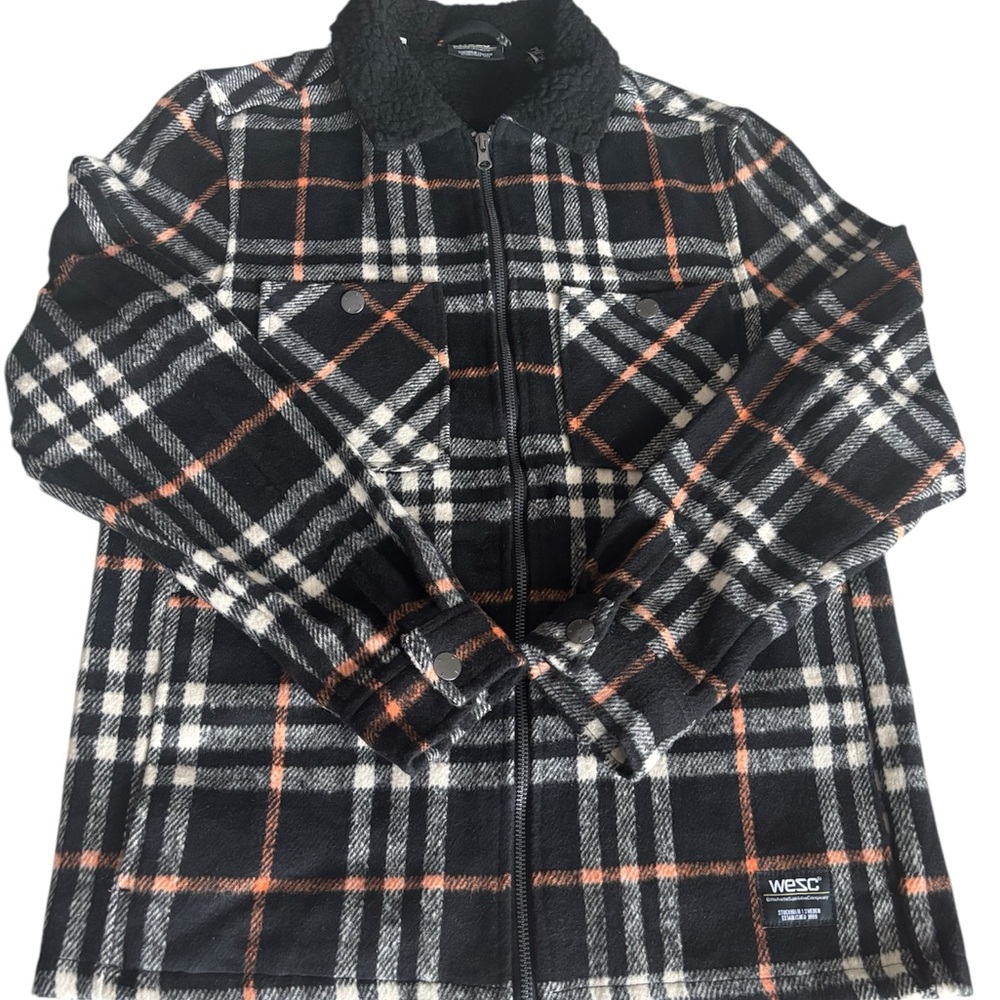 Wesc Unisex Black and Orange Plaid Shacket